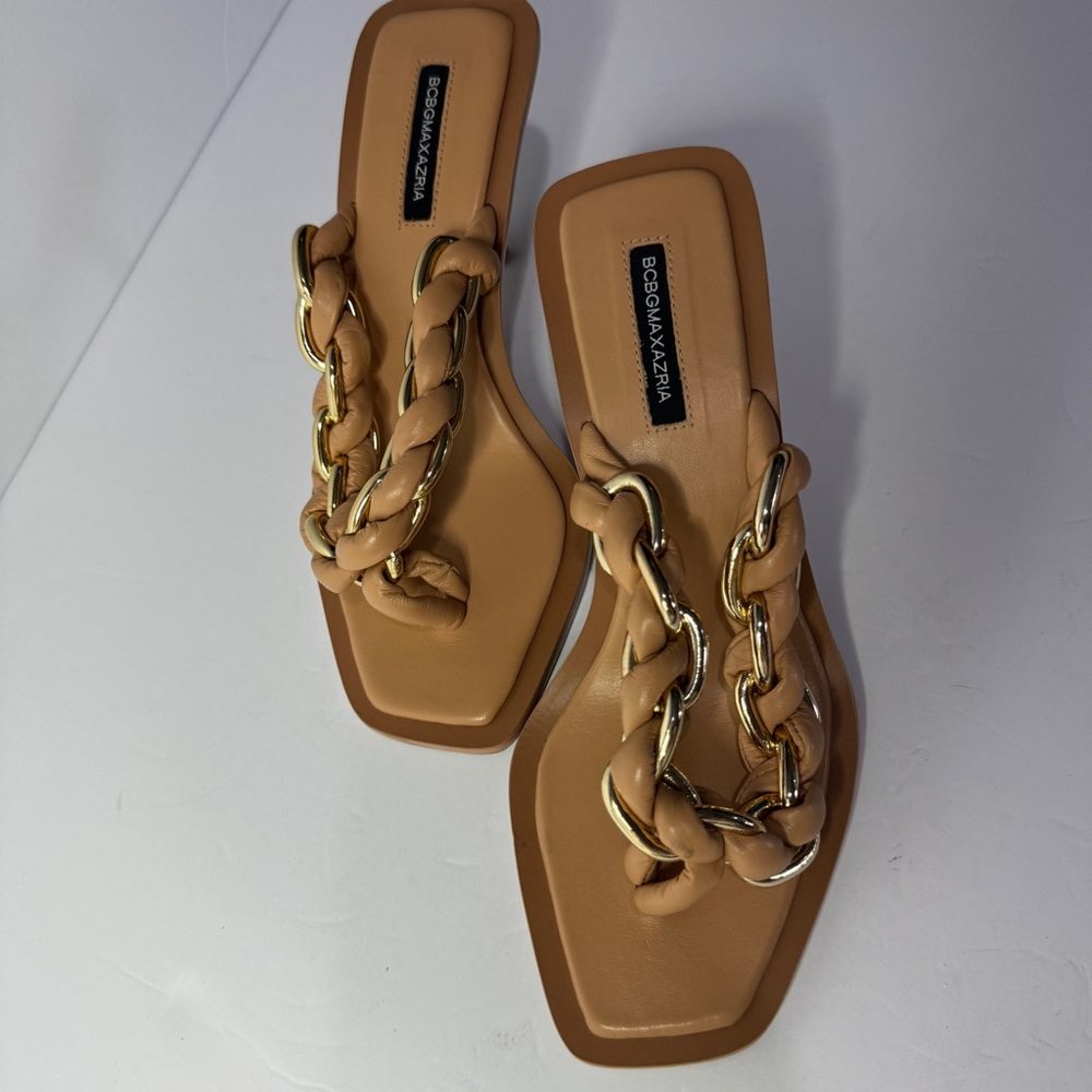BCBGMAXAZRIA Mistia Braided Chain Heel Sandals in Palomino Sz 6 - Picture 4 of 13